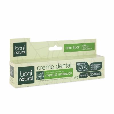 Creme Dental Boni Natural Menta E Melaleuca Sem Fluor 90g