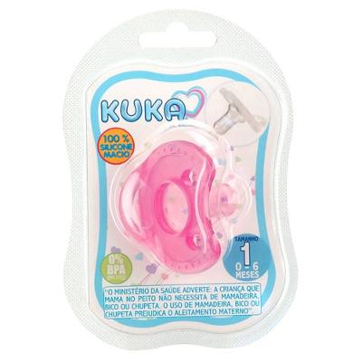 Chupeta Kuka Silicone Rosa 0 A 6 Meses Com 1 Unidade