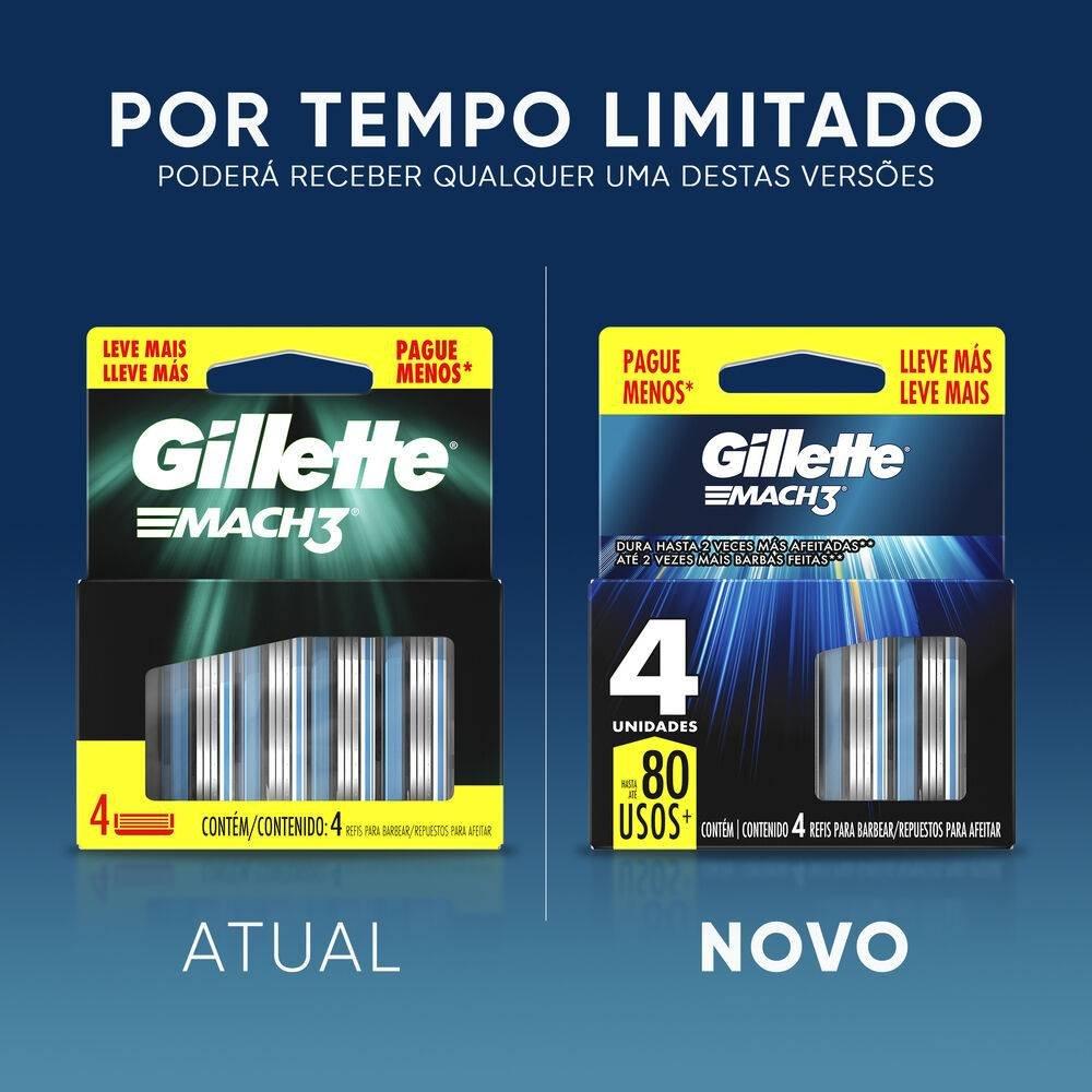 Kit Carga Para Aparelho De Barbear Gillette Mach3 4 Un + Grátis Creme De Barbear Rosto E Corpo 150ml - 8