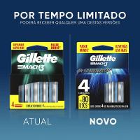 Kit Carga Para Aparelho De Barbear Gillette Mach3 4 Un + Grátis Creme De Barbear Rosto E Corpo 150ml