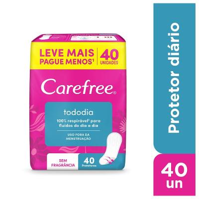 Carefree Protetor Diário Proteção Sem Perfume 40 Unidades