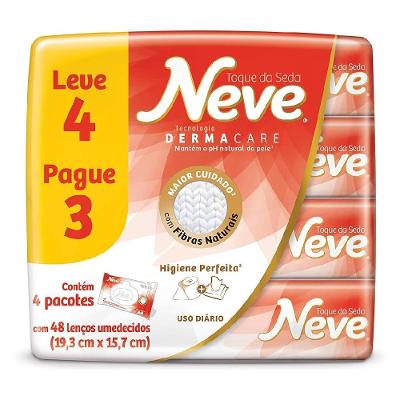 Lenços Umedecidos Neve Toque De Seda Leve 4 Pague 3 Com 192 Unidades