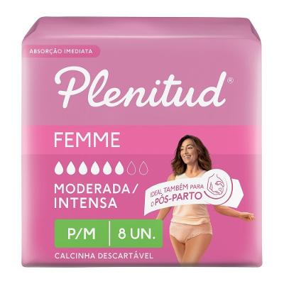 Roupa Íntima Plenitud Femme Para Incontinência P/m 8 Unidades