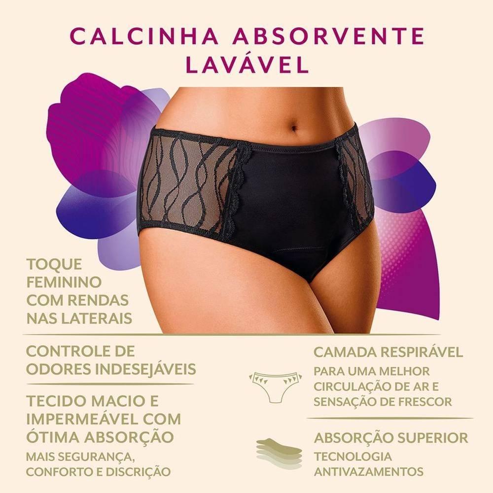Calcinha Absorvente Lavável Tena Preta M - 8