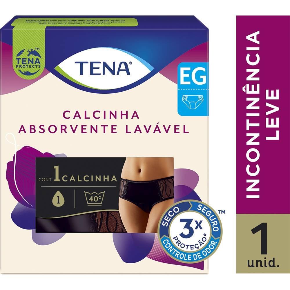 Calcinha Absorvente Lavável Tena Preta Eg - 1