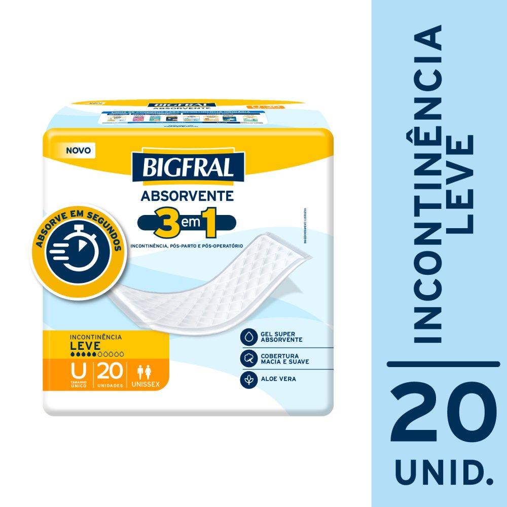 Absorvente Para Incontinência Descartável Bigfral Plus Regular 20 Unidades - 1