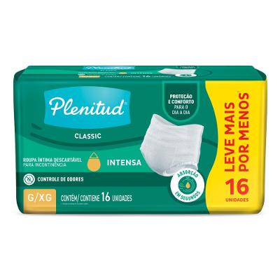 Roupa Íntima Plenitud Classic Para Incontinência G/xg -16 Unidades