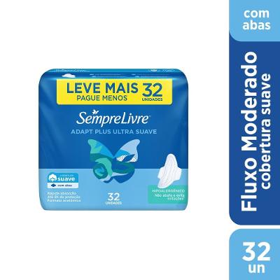 Absorvente Sempre Livre Adapt Plus Suave Com Abas Leve 32 Pague 24