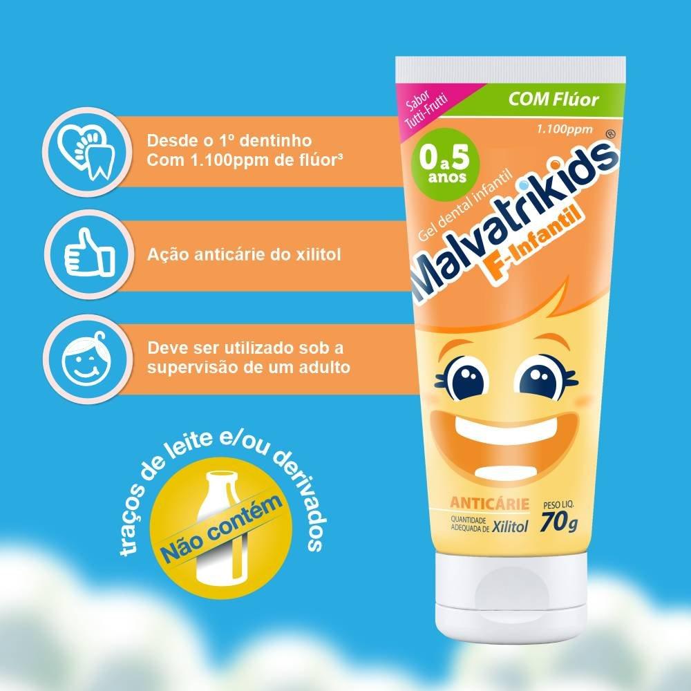 Creme Dental Em Gel Malvatrikids F-infantil 0 A 5 Anos 70g - 2