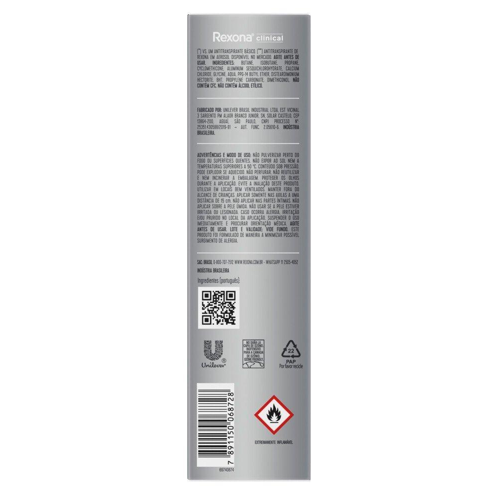 Desodorante Antitranspirante Aerosol Rexona Clinical Sem Perfume 150ml - 3