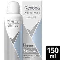 Desodorante Antitranspirante Aerosol Rexona Clinical Sem Perfume 150ml - 1