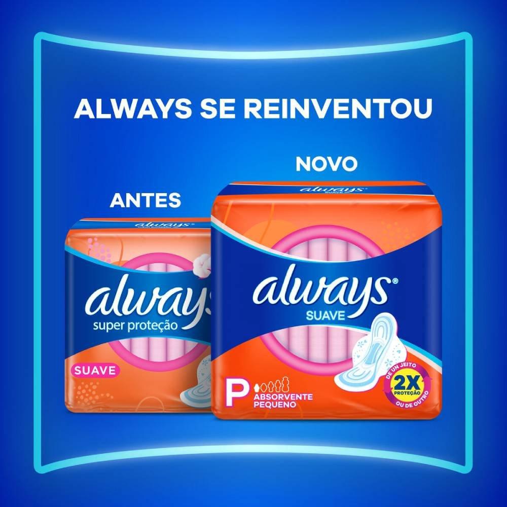 Absorvente Always Tamanho P Suave Com Abas Pacote 32 Unidades Grátis 4 Absorventes - 2
