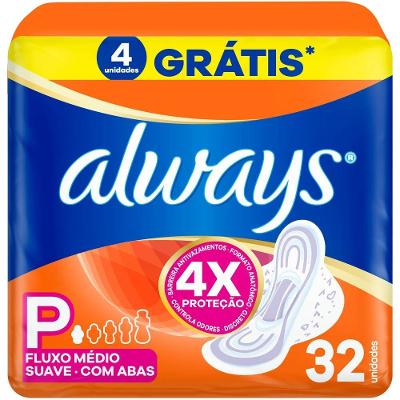 Absorvente Always Dia Ultra Suave Com Abas Fluxo Médio 32 Unidades