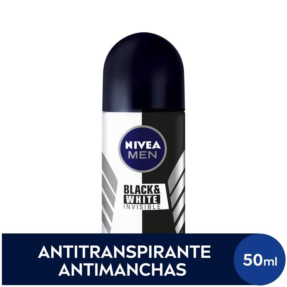 Desodorante Antitranspirante Nivea Men Roll On Invisible Black & White 50ml - 1