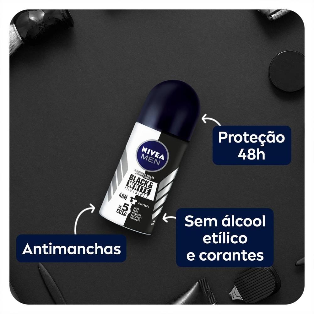 Desodorante Antitranspirante Nivea Men Roll On Invisible Black & White 50ml - 3