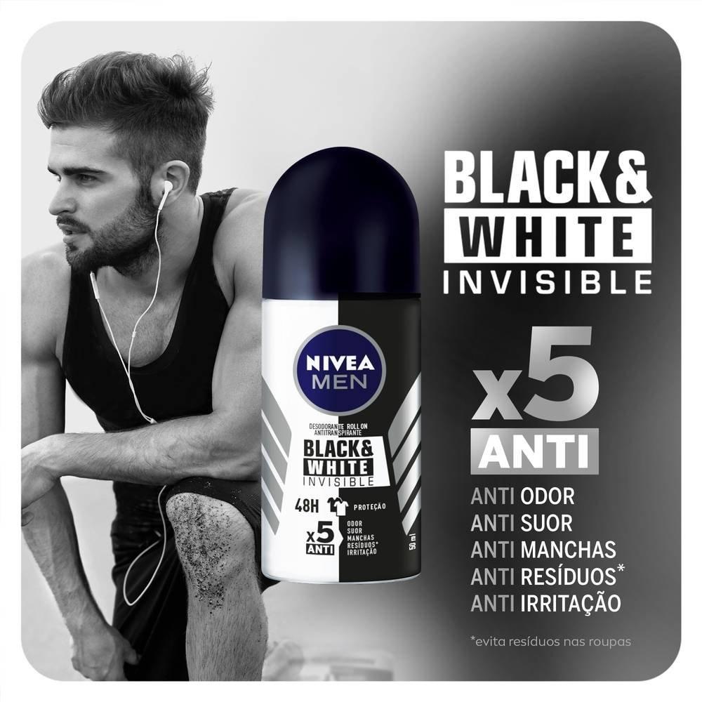Desodorante Antitranspirante Nivea Men Roll On Invisible Black & White 50ml - 4