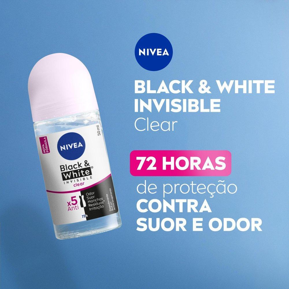 Desodorante Antitranspirante Nivea Roll On Invisible Black & White Clear 50ml - 2