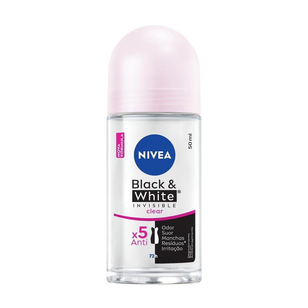 Desodorante Antitranspirante Nivea Roll On Invisible Black & White Clear 50ml - 5