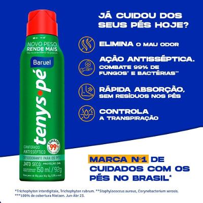 Desodorante Para Pés Em Spray Tenys Pé Canforado 92g