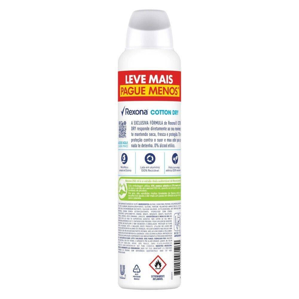 Desodorante Aerosol Rexona Cotton Dry 72h 250ml Leve Mais Pague Menos - 8