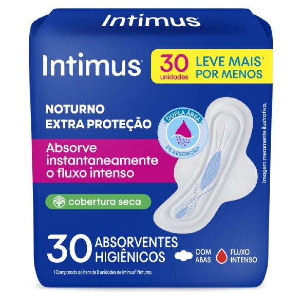 Absorvente Externo Intimus Noturno Cobertura Seca Com Abas 30 Unidades - 1