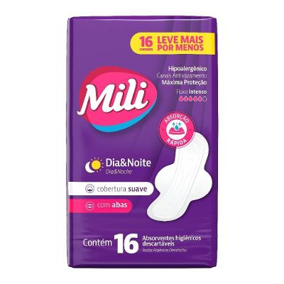 Absorvente Mili Dia E Noite Suave Com Abas 16 Unidades