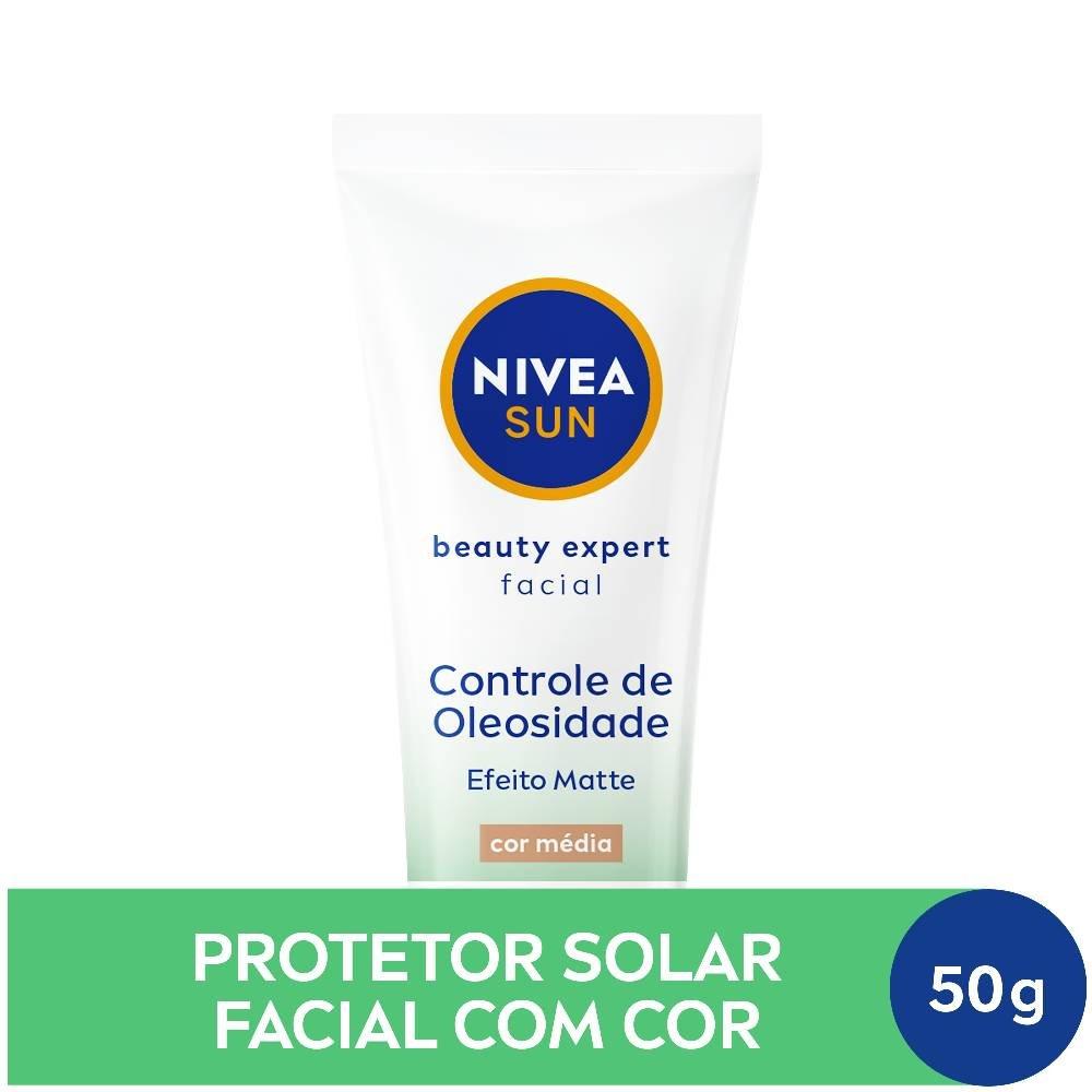 Protetor Solar Facial Nivea Beauty Expert Controle De Oleosidade Com Cor Média Fps 60 50g - 1