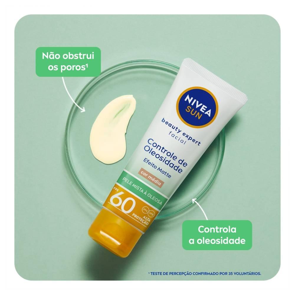 Protetor Solar Facial Nivea Beauty Expert Controle De Oleosidade Com Cor Média Fps 60 50g - 4