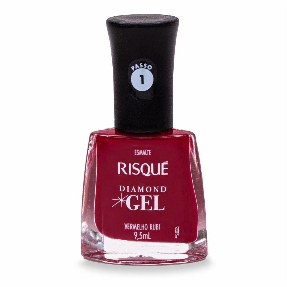 Esmalte Risqué Diamond Gel Vermelho Rubi Cremoso 9,5ml - 1