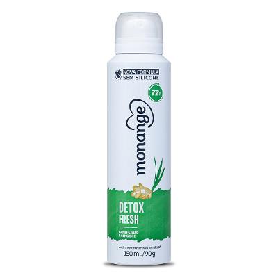Desodorante Aerossol Monange Detox Fresh Capim Limao E Gengibre 150ml