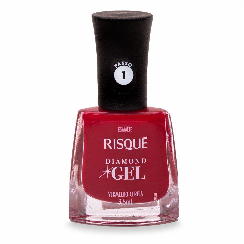 Esmalte Risqué Diamond Gel Vermelho Cereja Cremoso 9,5ml - 5