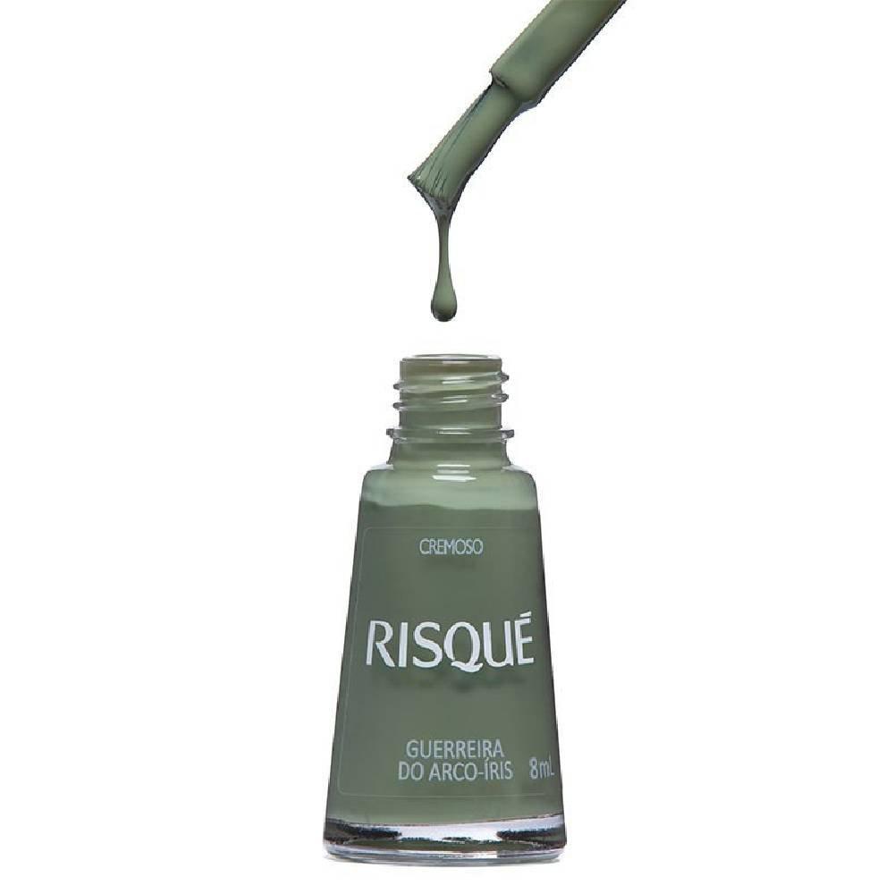 Esmalte Verde Militar Cremoso Risqué Guerreira Do Arco-íris 8ml - 4
