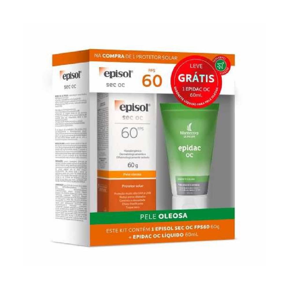 Kit Protetor Solar Episol Sec Oc Pele Oleosa Fps 60 60g + Sabonete Liquido Epidac Oc 60ml - 1