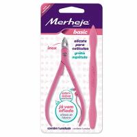 Alicate Para Cutícula Com Espátula Merheje Basic Rosa - 1