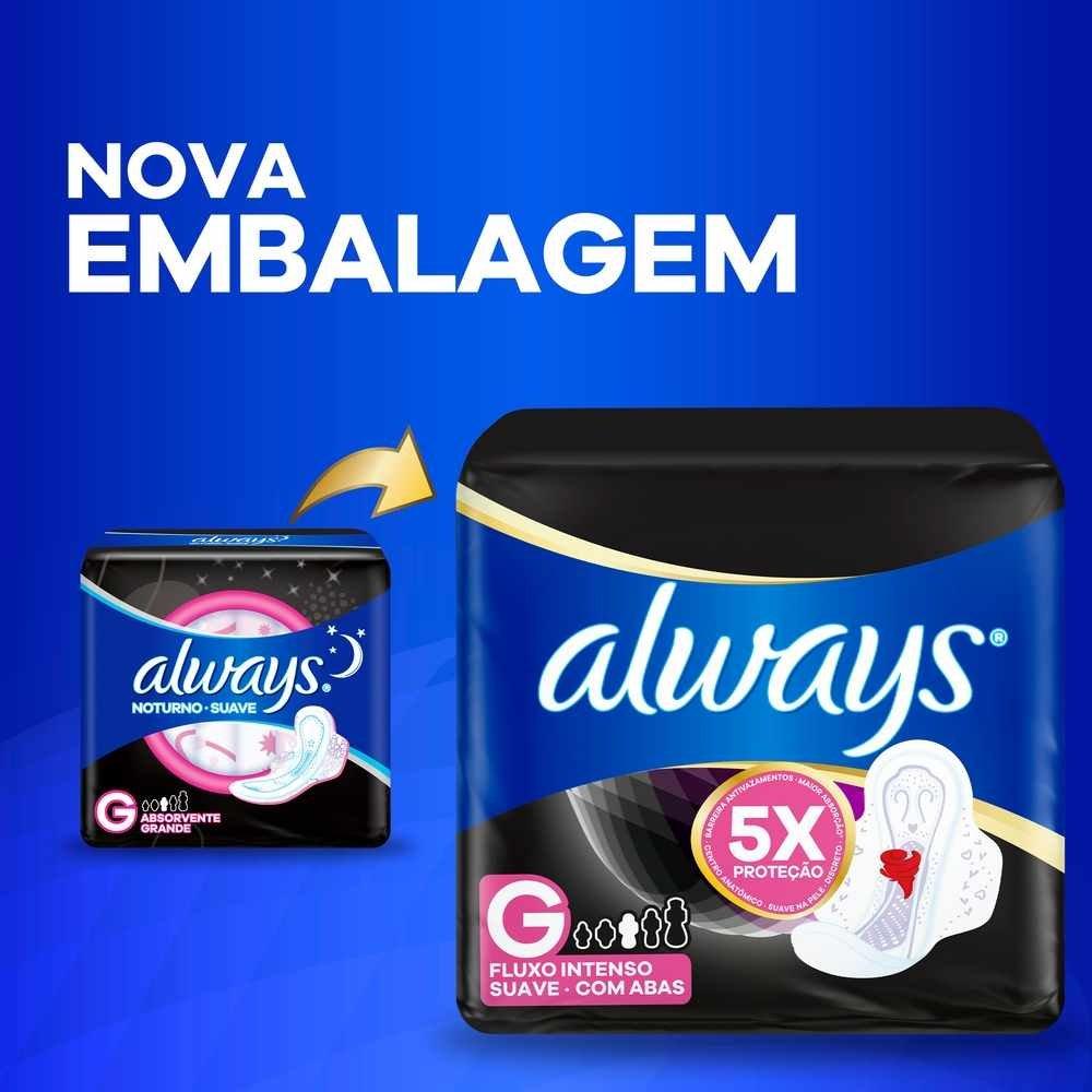Absorvente Always Noturno Tamanho G Suave Com Abas Pacote 48 Unidades - 4
