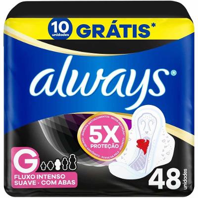 Absorvente Always Noturno Tamanho G Suave Com Abas Pacote 48 Unidades
