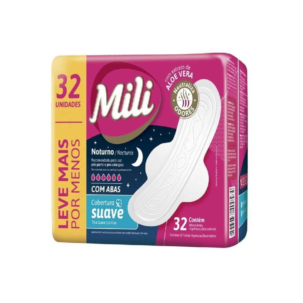Absorvente Mili Noturno Suave Com Abas 32 Unidades - 1