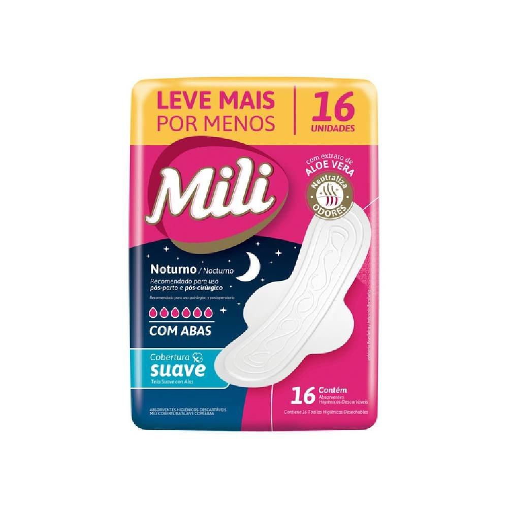 Absorvente Mili Noturno Suave Com Abas 16 Unidades - 1