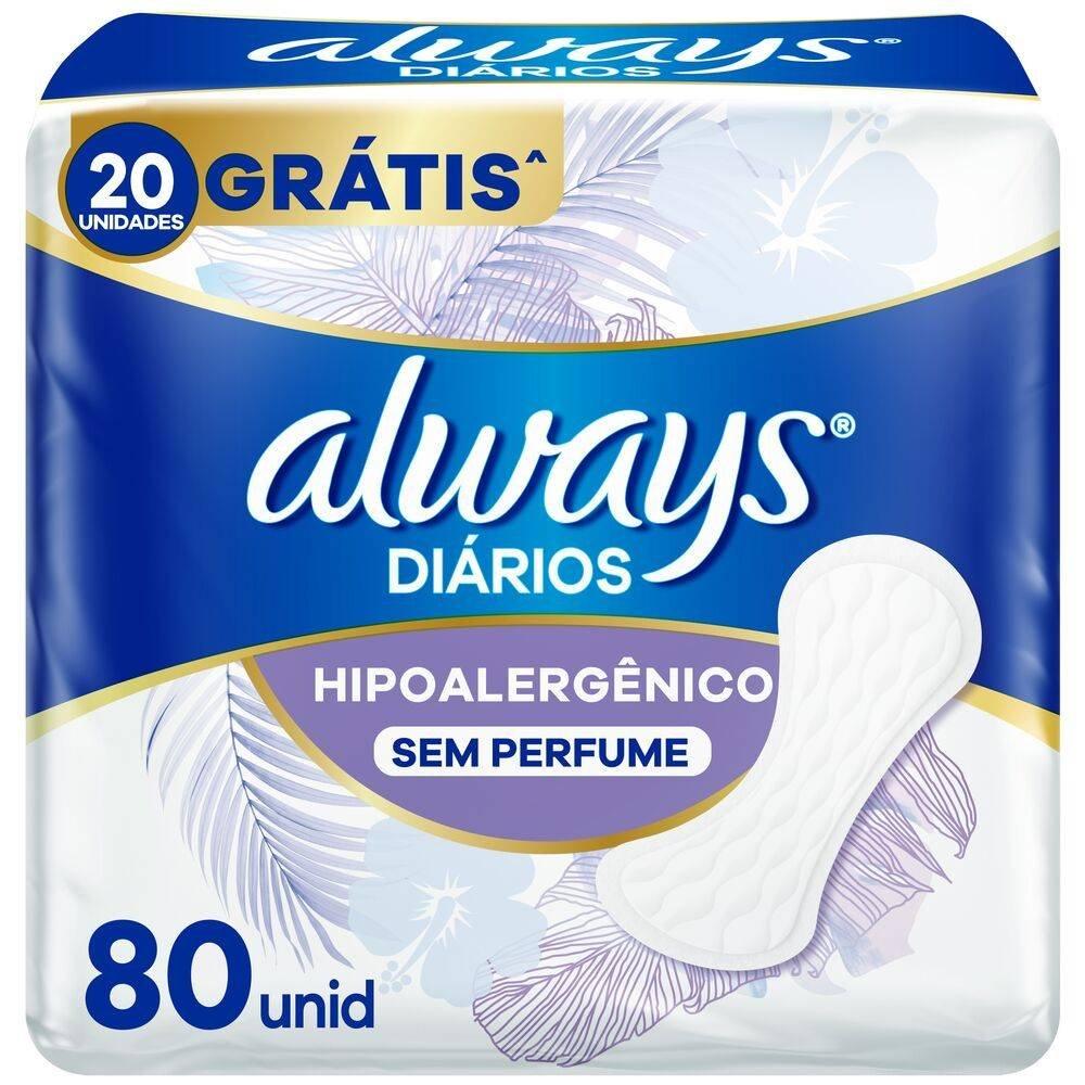 Protetor Diário Always Hipoalergênico Sem Perfume 80 Unidades - 1