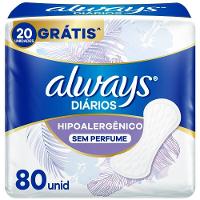 Protetor Diário Always Hipoalergênico Sem Perfume 80 Unidades - 1