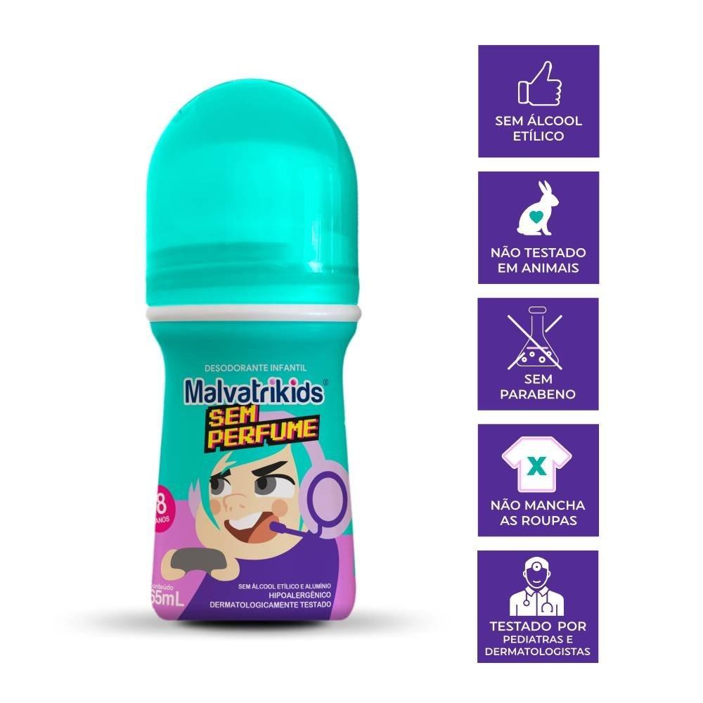 Desodorante Roll On Infantil Malvatrikids Sem Perfume 65ml - 3
