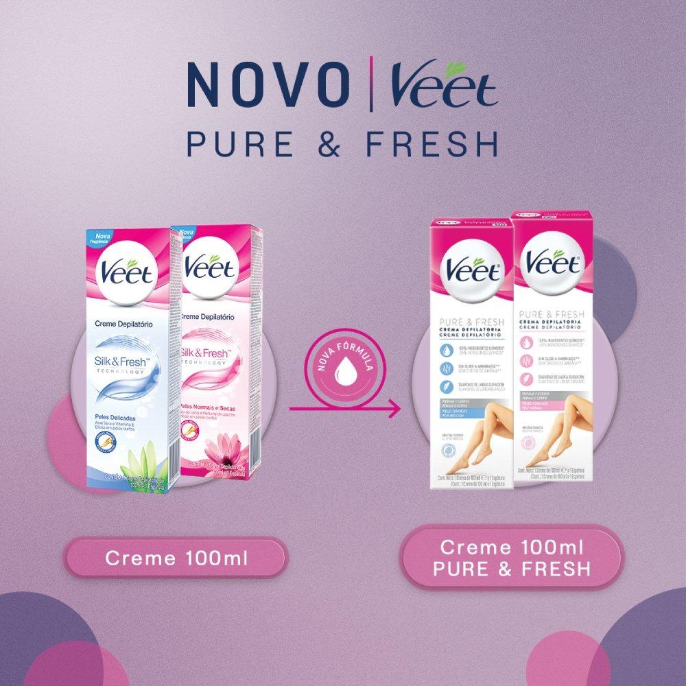 Creme Depilatório Veet Pure E Fresh Para Peles Normais 100ml - 4
