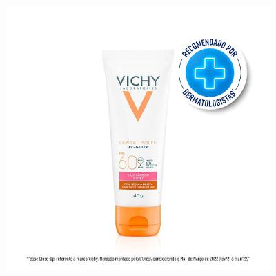 Protetor Solar Facial Vichy Capital Soleil Uv-glow Media A Negra Fps 60 40g