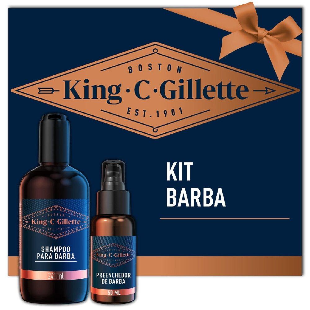 Kit King C Gillette Shampoo Para Barba 241ml + Sérum Preenchedor De Barba 50ml - 1