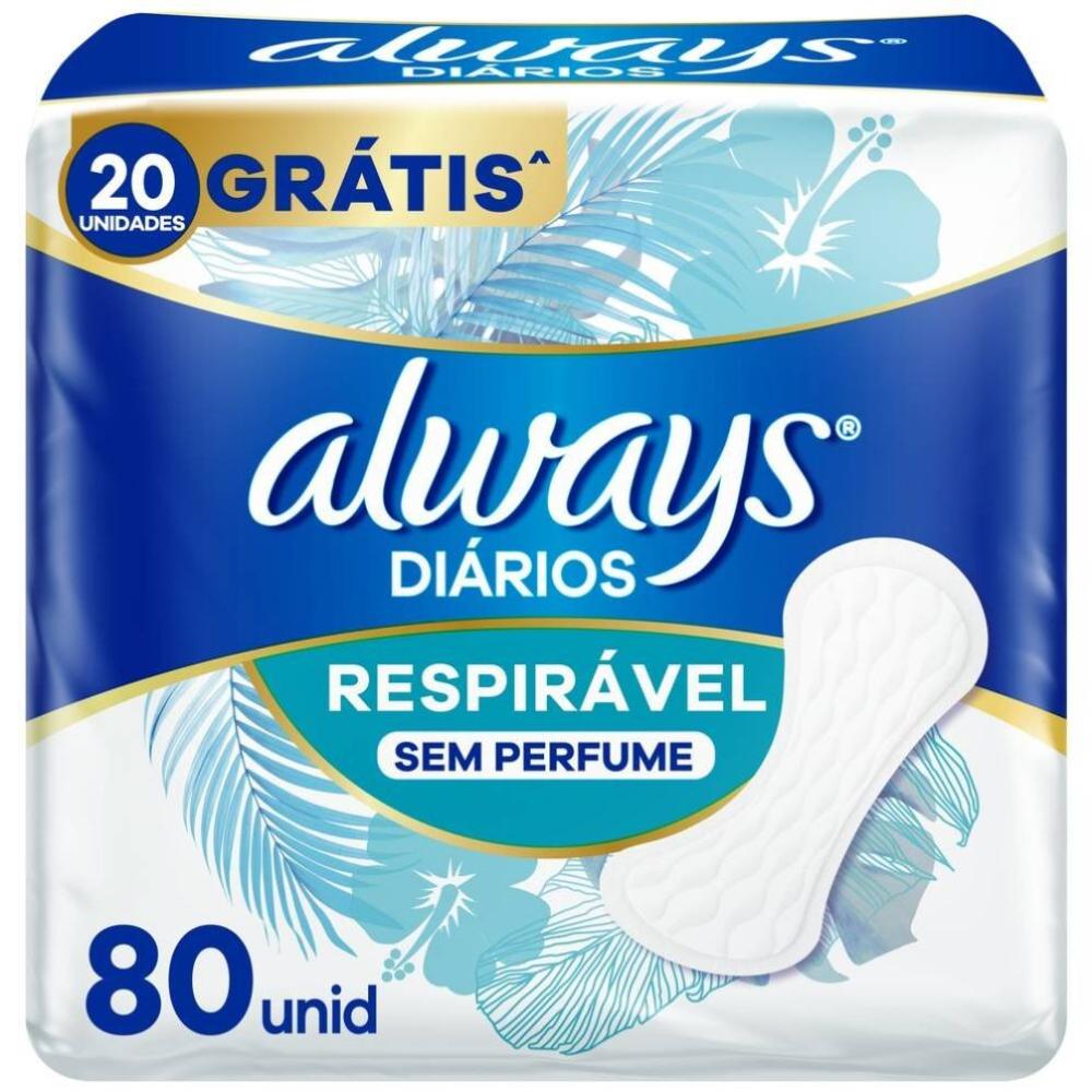 Protetor Diário Always Respirável Sem Perfume Com 80 Unidades - 1