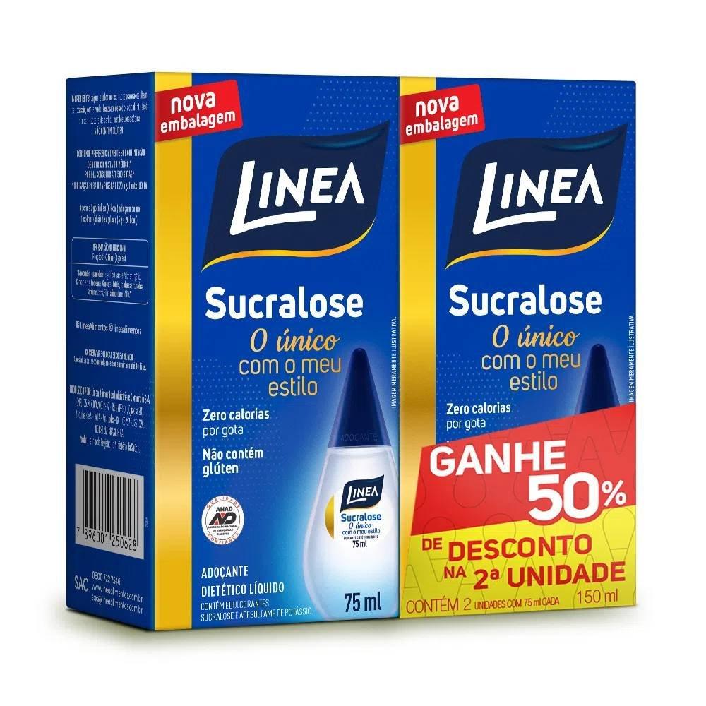 Pack Adoçante Linea Sucralose Líquido 75ml Cada 50% Desconto Na Segunda Unidade - 1