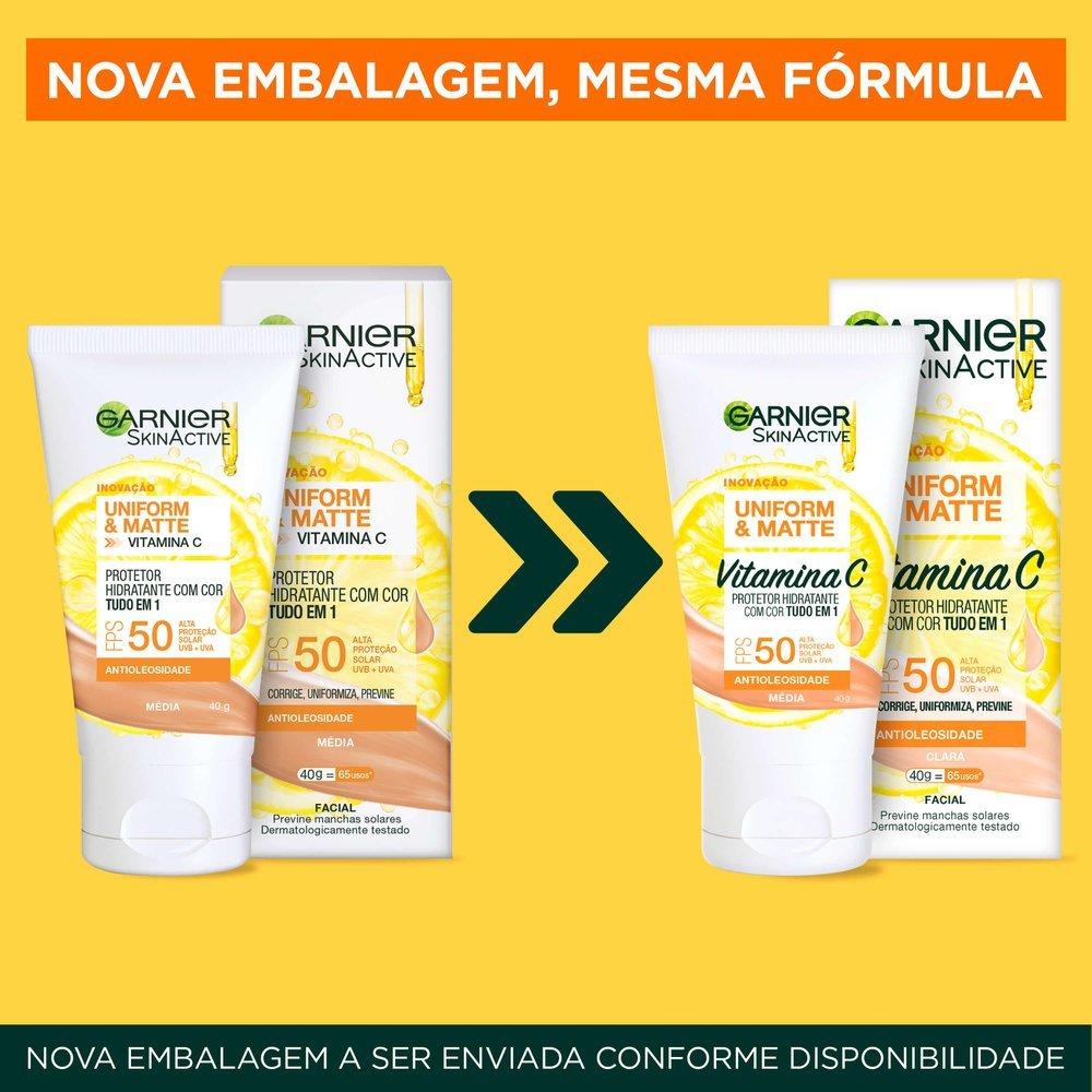 Protetor Solar Facial Hidratante Garnier Uniform & Matte Vitamina C Fps 50 Média 40g - 2