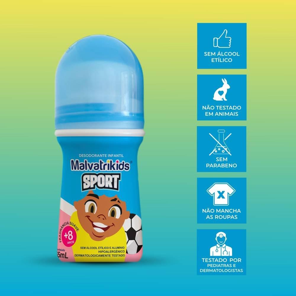 Desodorante Roll On Infantil Malvatrikids Sport 65ml - 3