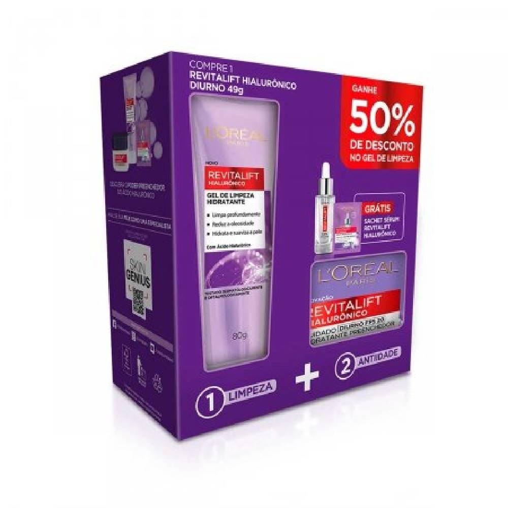 Kit L’oréal Paris Revitalift Hialurônico Creme Hidratante Facial Fps20 49g + Gel De Limpeza 80g - 1