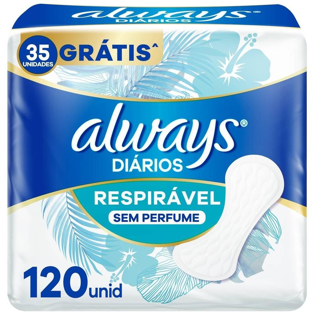 Protetor Diário Always Respirável Sem Perfume 120 Unidades - 1
